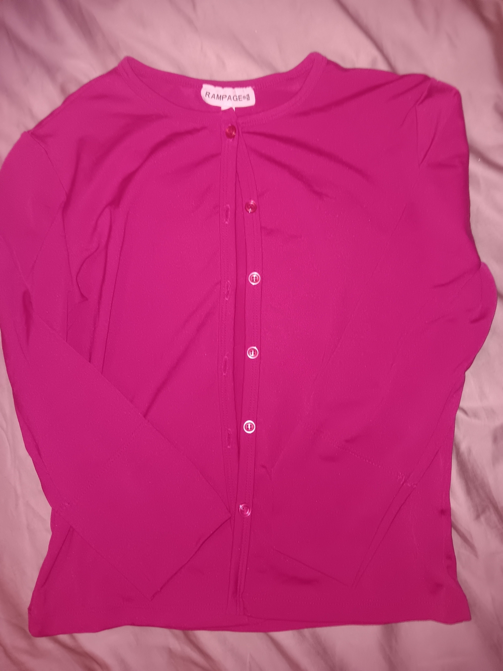 Rampage Fuchsia Button-Front Women's Cardigan